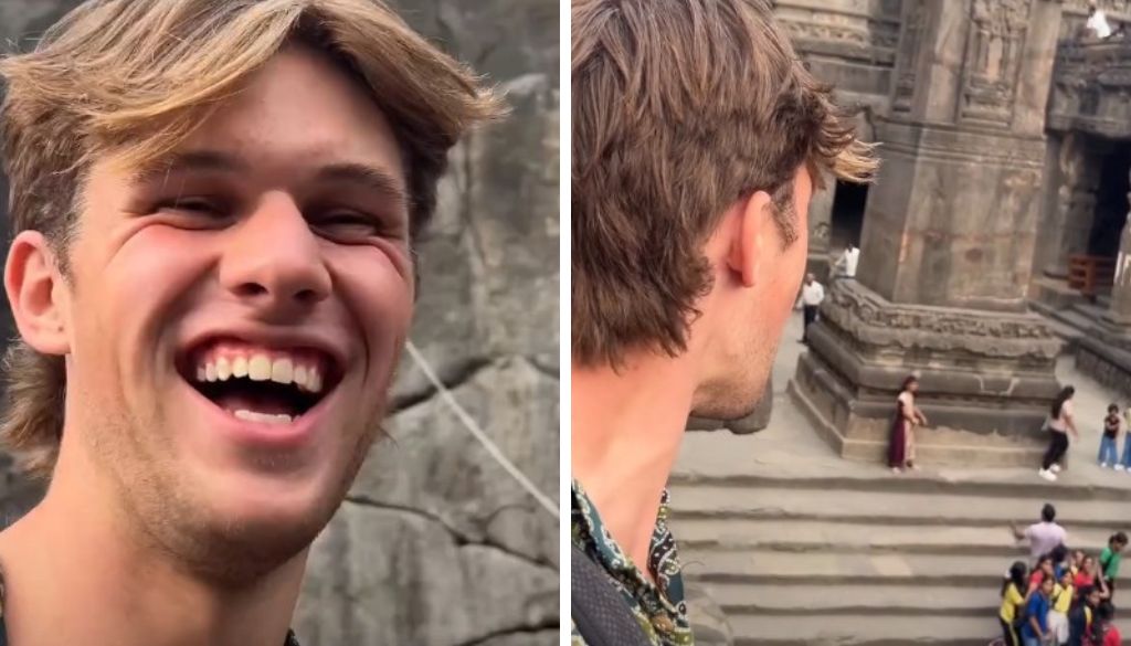 Australian Tourist Goes Viral After Chanting ‘Bharat Mata Ki Jai’ at Ellora Caves