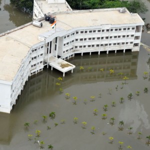 An aerial view of rain hit area in Chennai, Tamil Nadu on December 03, 2015.