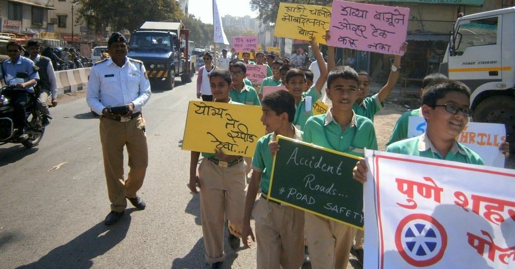 Kids show traffic rules