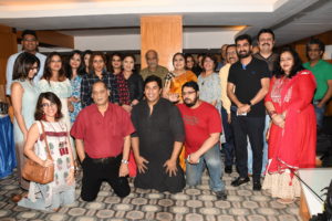 3. Shomu Mitra with Sharbani Mukherjee, Debu Mukherjee, Samrat Mukherjee along with Committee Members during the ANNOUNCEMENT OF NORTH BOMBAY SARBOJANIN DURGA PUJA SAMITI