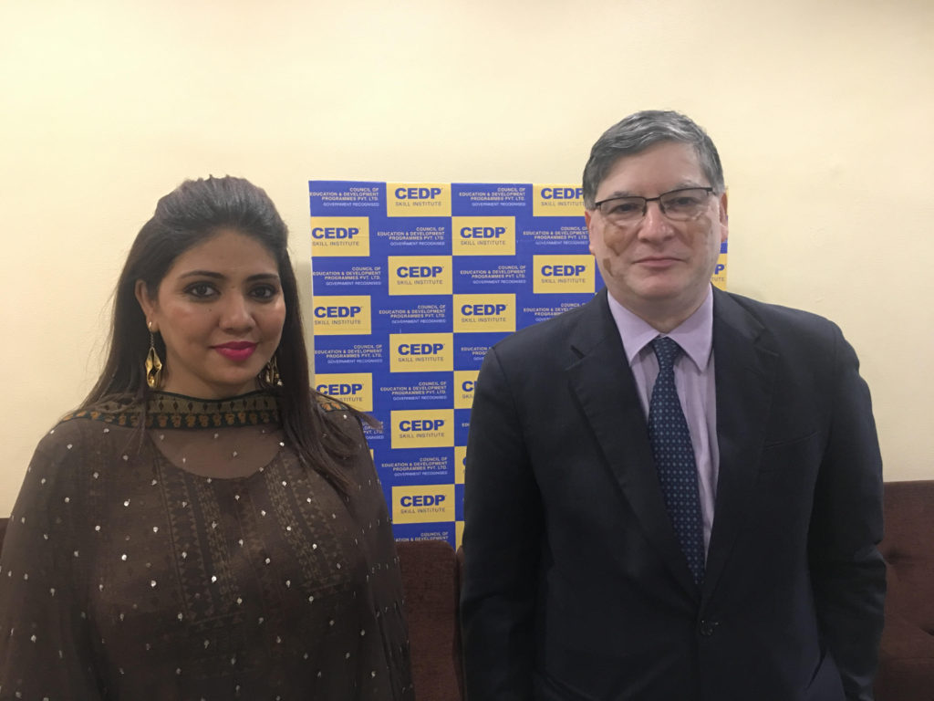 Ms. Shaheen Khan, Founder & CEO, CEDP Skill Institute with Mr Dilip Chenoy, Secretary General, FICCI at the launch of new need based skill courses for the youth