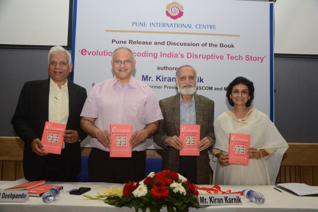 (L-R) Pradeep Bhargava, Dr. Anand Deshapande, Kiran Karnik & Prof. Sangeeta Kale at the book release function at COEP
