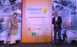 Shri Anurag Singh Thakur, Minister of State for Finance and Corporate Affairs (left) and Mr. Kalyan Krishnamurthy, CEO, Flipkart (right) at the inauguration ceremony of Flipkart Samarth