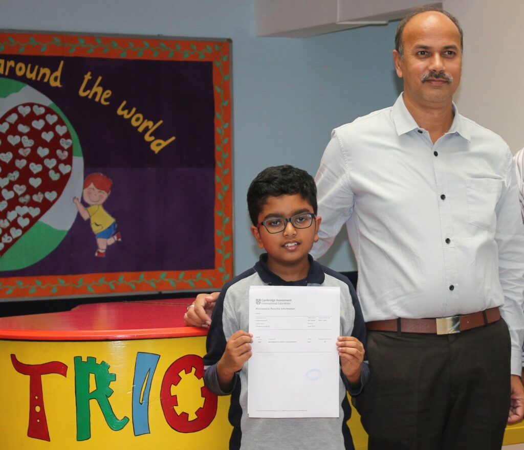 Aarav Nallur with his Mathematics student and parent