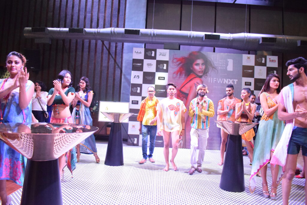 Designer Chhail Bihari Sharma and Maluaj Gangwar with Models wearing their beach wear line ‘ABHISAR’ (6)
