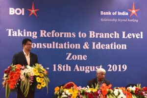 L to R -Mr Rajesh Ingle, DGM,Zonal Manager- Pune, Bank of India and Mr N. Damodharan, Executive Director, Bank of India at the bank's bottoms up consultative and ideation process in Pune.