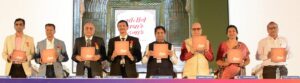 The 90th anniversary celebration program of Maheshwari Vidya Pracharak Mandal was hosted at the Corinthian club, NIMB road on Sunday. Dignitaries inaugurating the program and publishing the ‘sankalp’ souvenir (from left) Subhash Navandar, Santosh Rathi, Harimohan Bangad, Atul Lahoti, Shyam Soni, Ramesh Dhoot, Sushila Rathi, Sanjay Jakhotiya.
