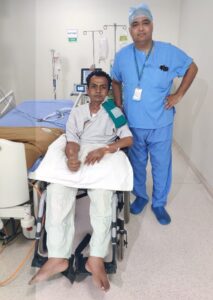 Mr. Santosh with Dr. Sanjeev Jadhav After Surgery