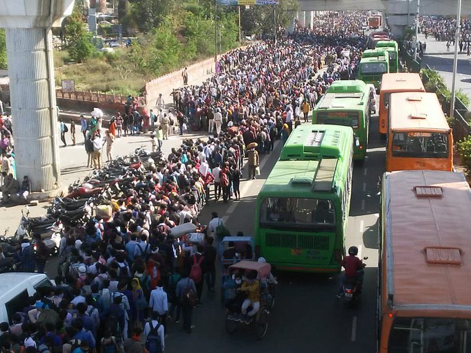 Anand Vihar bus stand in Delhi today.