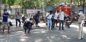 Pune Police made people do sit ups.