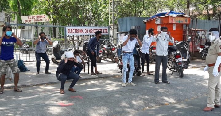 Pune Police made people do sit ups.