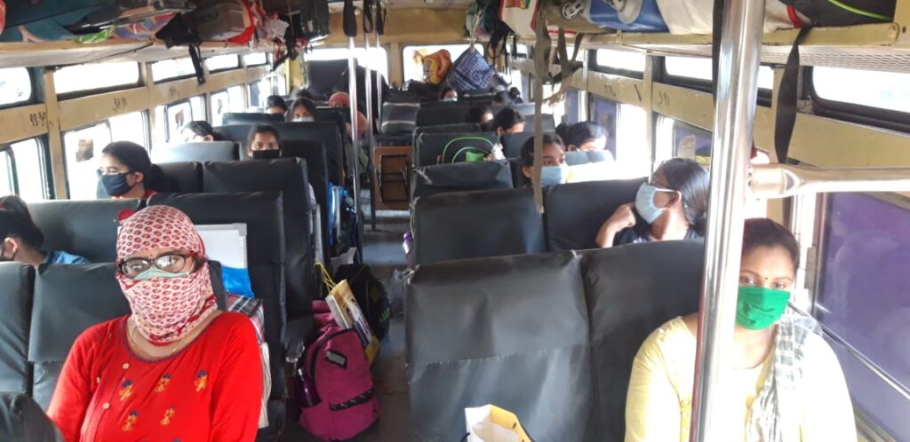 Students from Maharashtra who were stuck in Kota, Rajasthan, returning to the state.