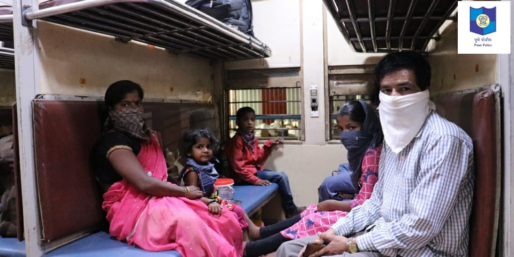 Stranded workers in train from Pune