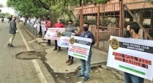 Pune gym trainers, owners protest outside PMC