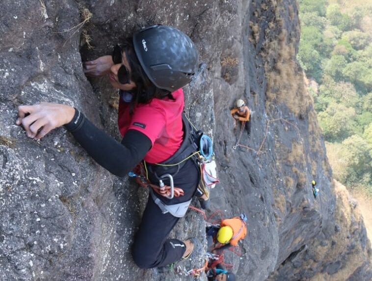 Girls Climbing on Dukes Nose- 2