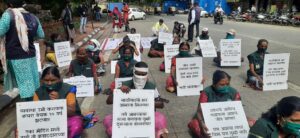 At the protest venue
