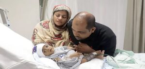 Baby Abdulla with his parents