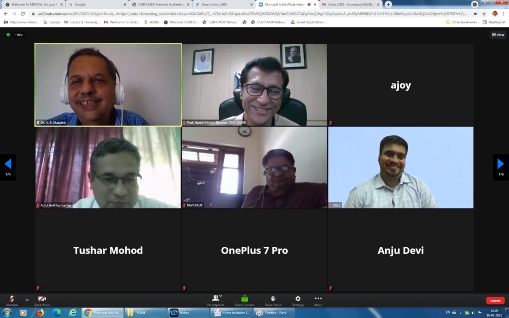 Webinar On CSIR-CMERI Developed Municipal Solid Waste Technology