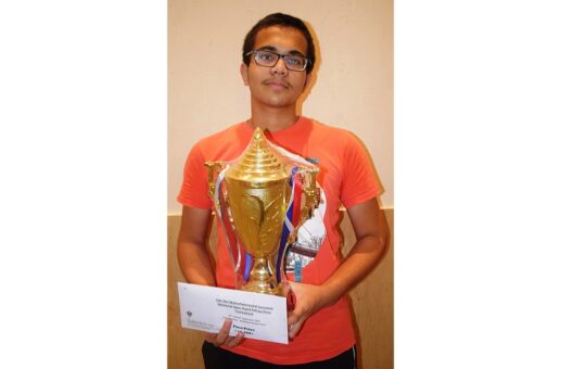 Winner Aditya Samant with the trophy