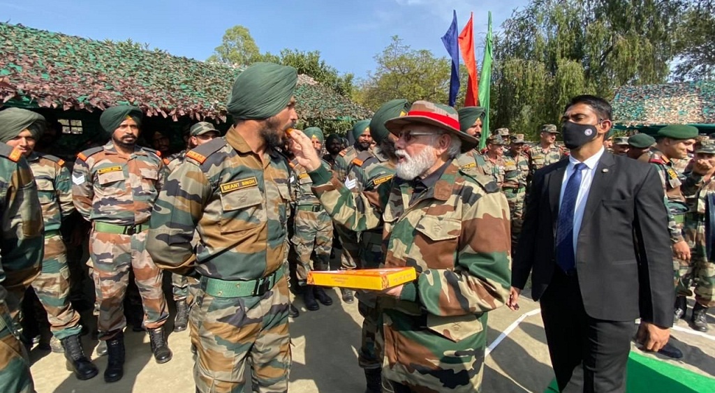 PM Modi with Army soldiers Diwali