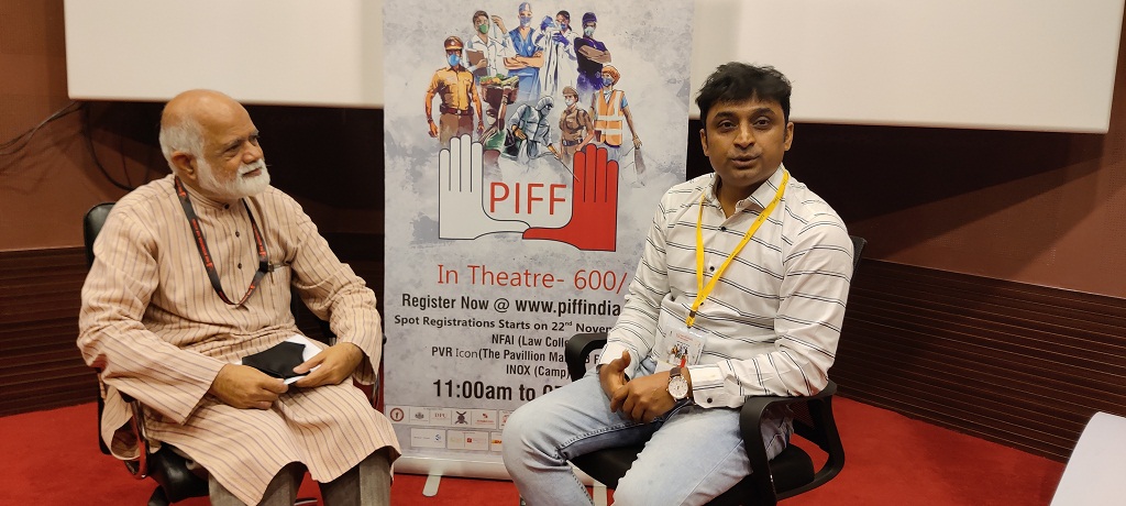 Mahesh Kand, Director of the film 'Kandil' in conversation with Samar Nakhate at NFAI today.