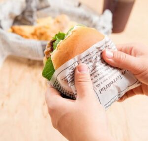 Newspaper wrap food
