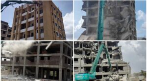 PMC Demolishes illegal construction in Dhanori Pune