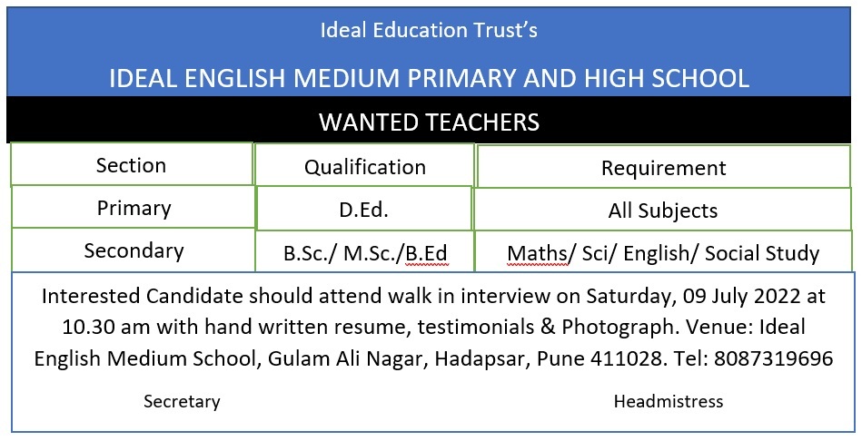 Ideal School Recruitment Notice