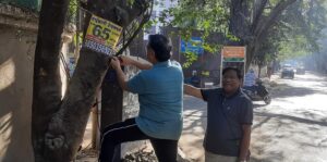 kalyaninagar residents launch campaign against nails on trees, illegal posters