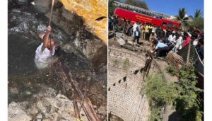 Fire Brigade Saves Driver After Tempo Falls Into 40-Feet Deep Well