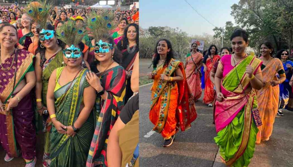 _5300 Women Don Colorful Sarees To Promote Health And Fitness In Pune