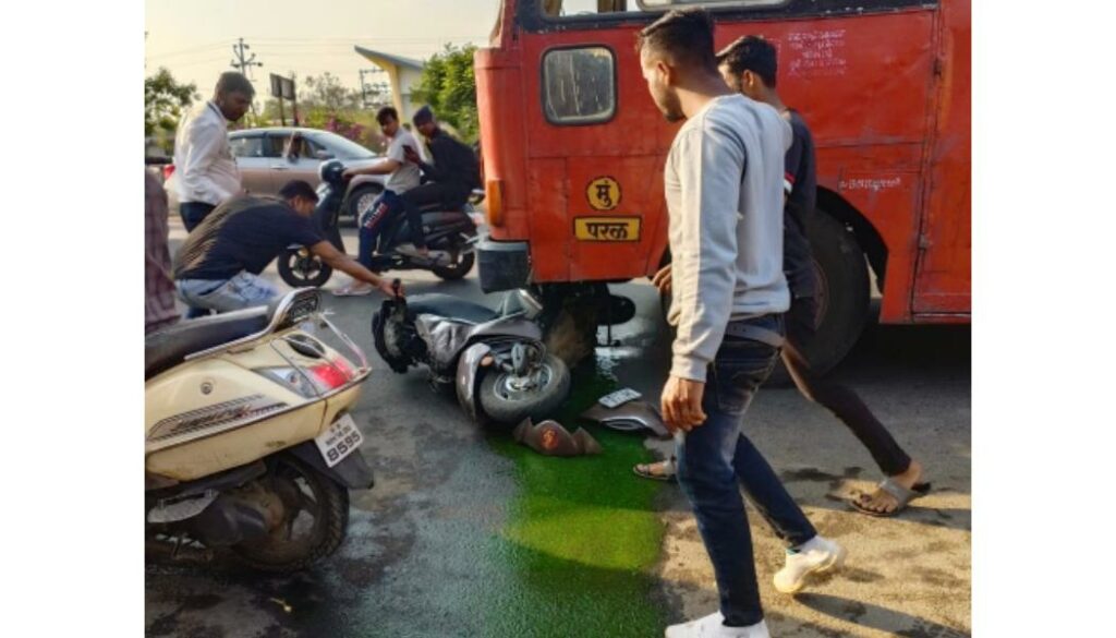 Accident Of ST Bus And Two-Wheeler Near Valvan Phata