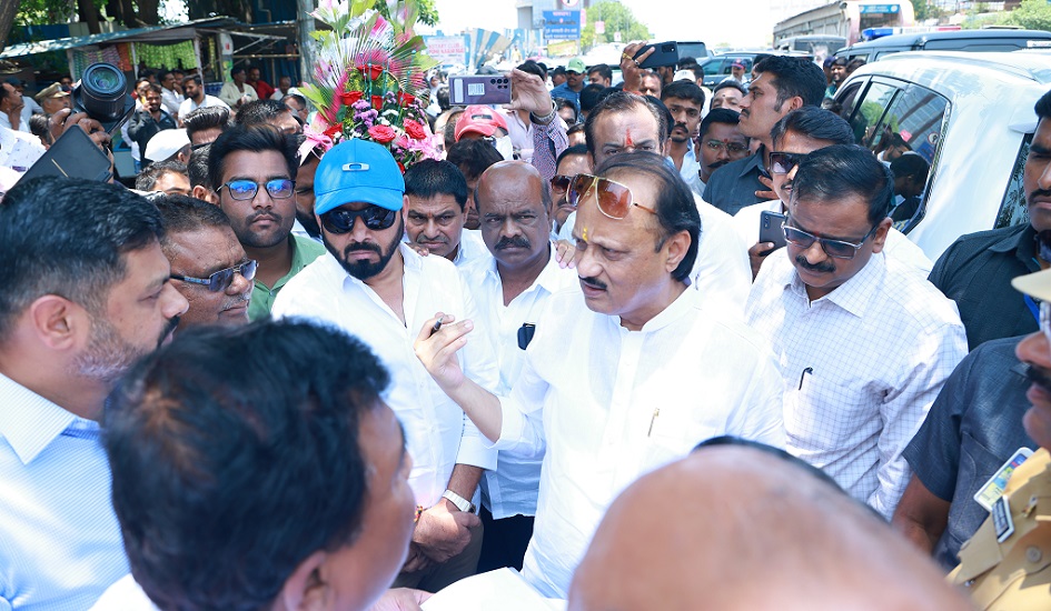 Ajit Pawar on Nagar Road in Pune