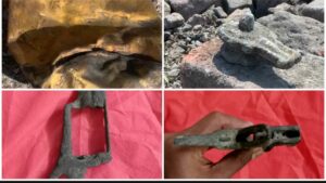 Stone Shivling, Gun And Bucket Discovered During River Rejuvenation Work