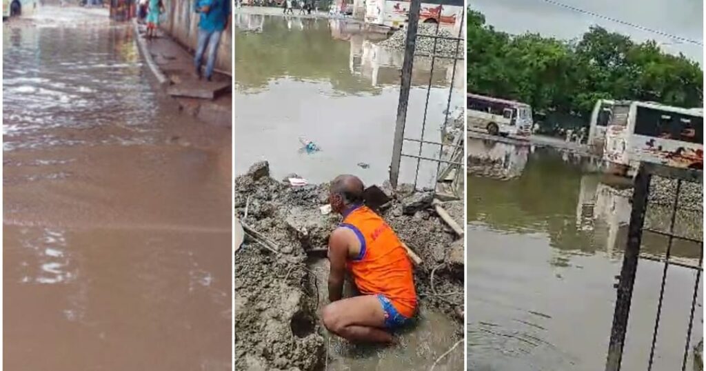 PMC's Drainage Line Choke Up At Swargate Bus Stand Cause Waterlogging Inside Depot