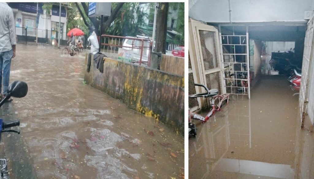 Heavy Rain Cause Flooding Around Kothrud Societies