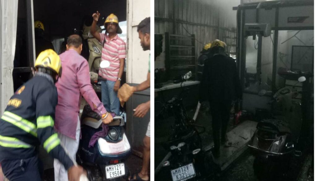 _Fire Breaks Out In Two Wheeler Service Center On Sinhagad Road
