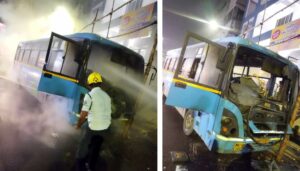 PMPML Breakdown Bus Catches Fire at Nana Peth'