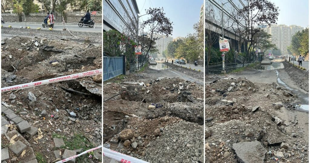Kharadi incomplete road work Pune