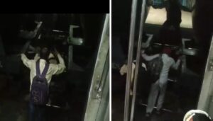 Passengers Navigate Through Goods Trains