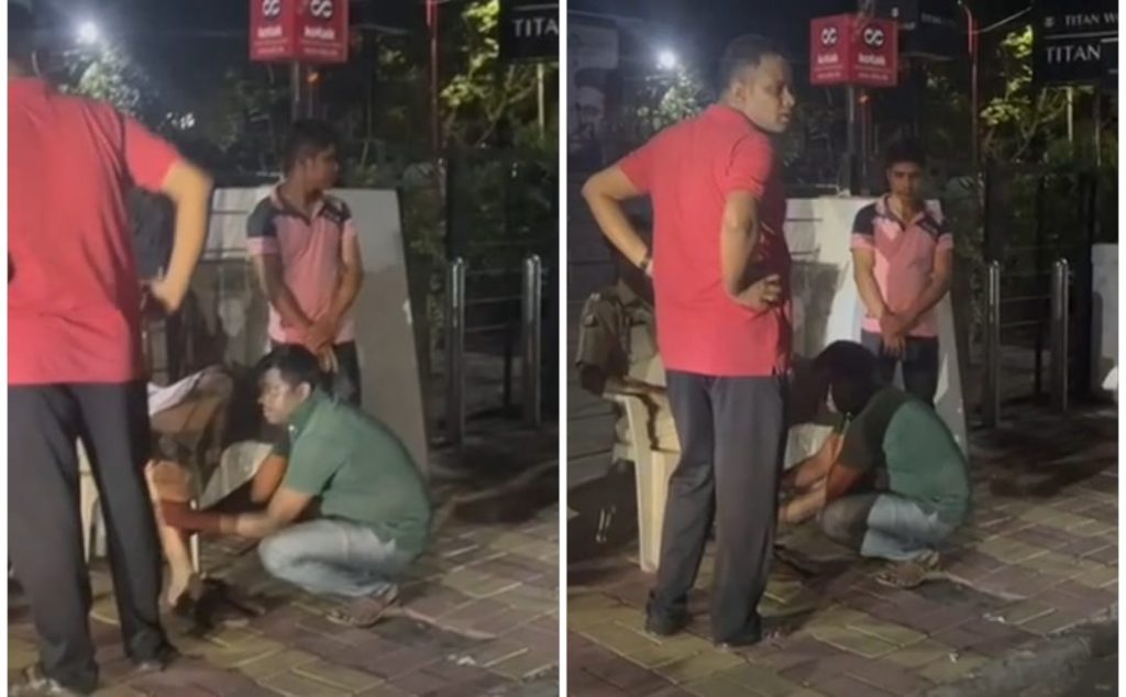 Caught on Camera Pune Police Officer Makes Youth Press Legs During Check