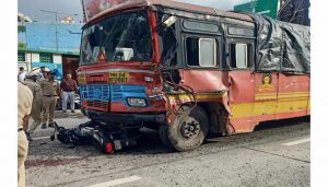 MSRTC Bus Collides with Two-Wheeler