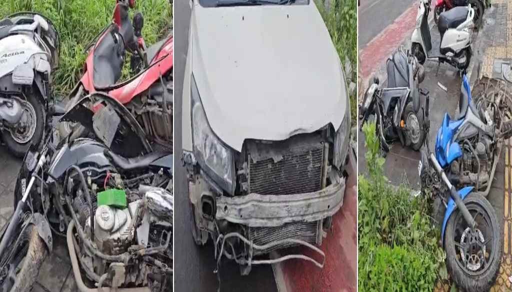 Car Hits Multiple Two-Wheelers in Pimpri Chinchwad
