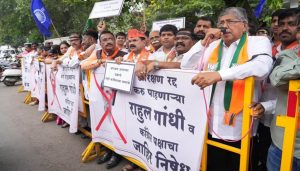 Heated Protest as BJP Condemns Rahul Gandhi