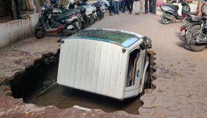 PMC Truck and Bikes Plunge into 40-Foot Pit on Laxmi Road