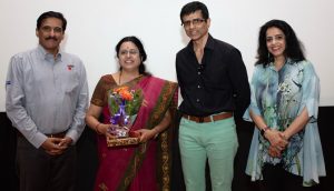 At the premier of Abhilaasha (L-R) Sanjay Kulkarni, Dr Medha Kulkarni, Rahul Panshikar and Aparna Panshikar