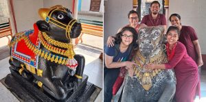 Nandi repainted at Omkareshwar Temple