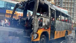 School Bus Catches Fire in Kharadi
