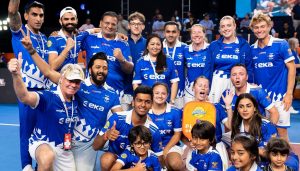 Pune United team celebrating after their semi final win