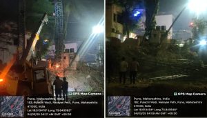 Illegal Hoardings Demolished Near Sambhaji Police Station